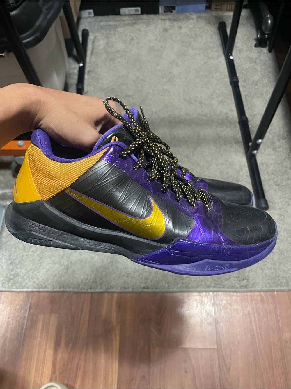 Nike Zoom Kobe 5 Lakers Away 2009 Purple Gold Black Size 12